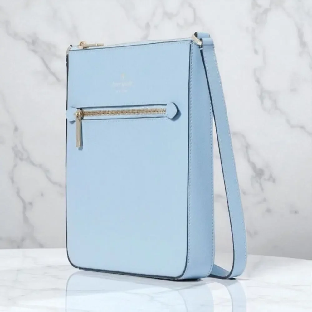 Kate Spade Sadie North South Crossbody in Crisp Sky Blue Leather k7379